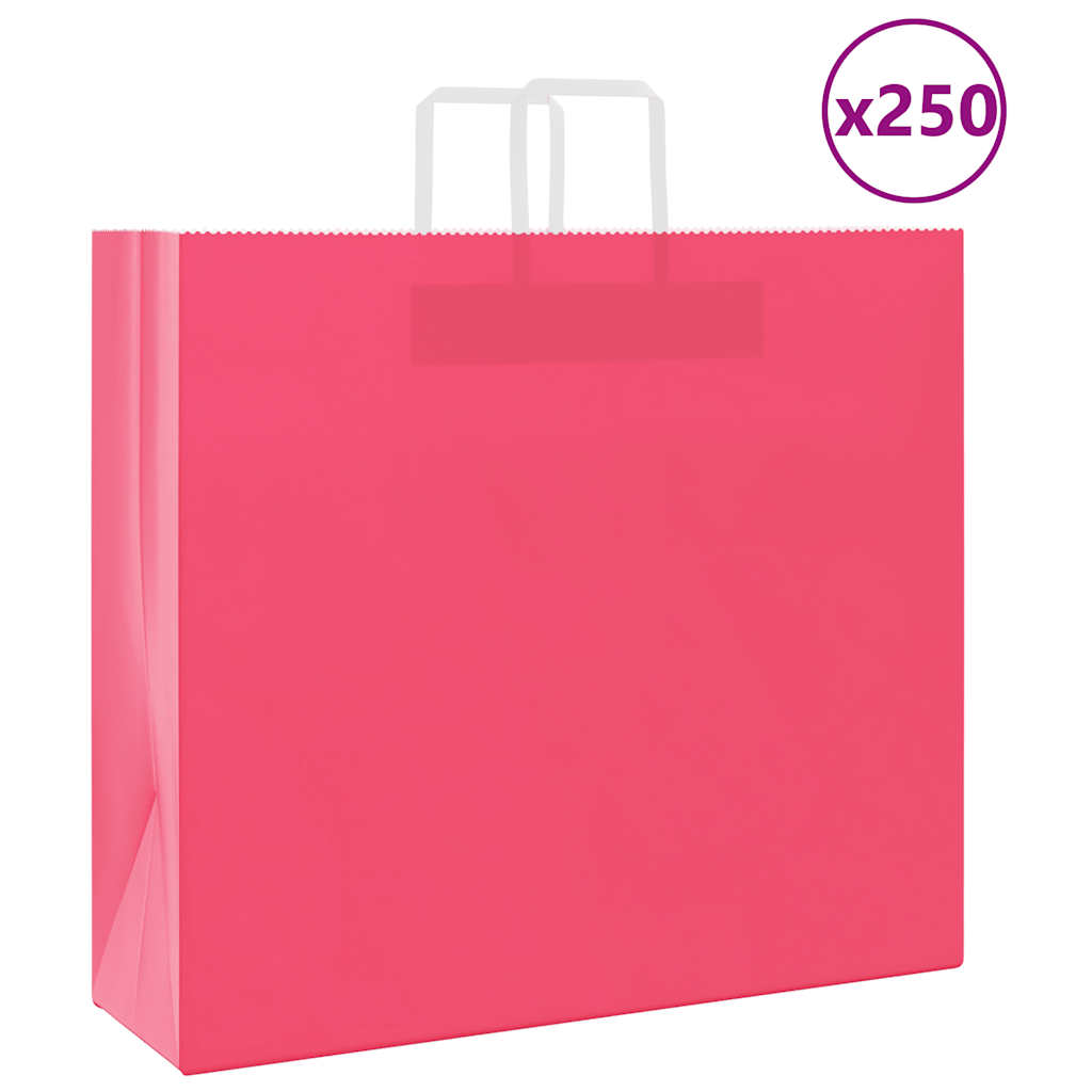 Papiertragetaschen 250 Stk. mit Henkeln Rosa 54x15x49 cm