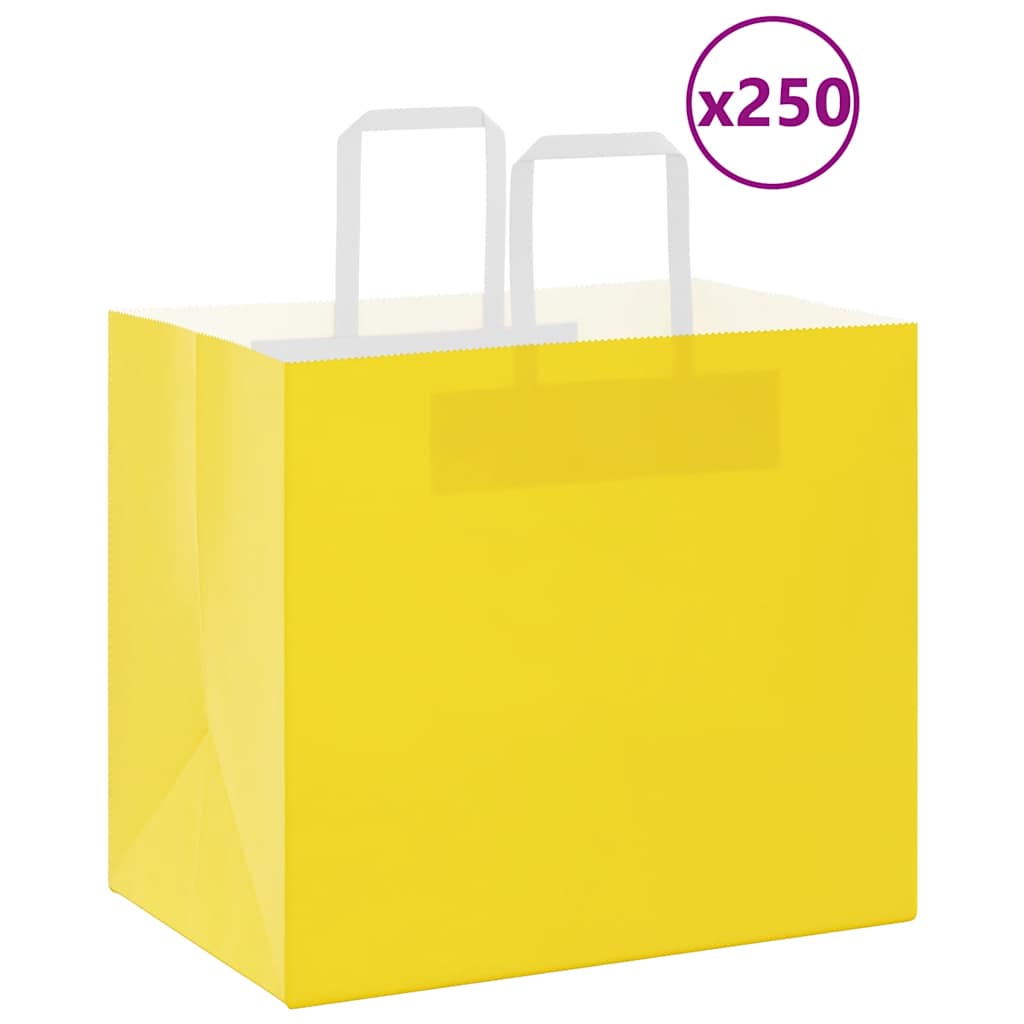 Papiertragetaschen 250 Stk. mit Henkeln Gelb 32x22x28 cm