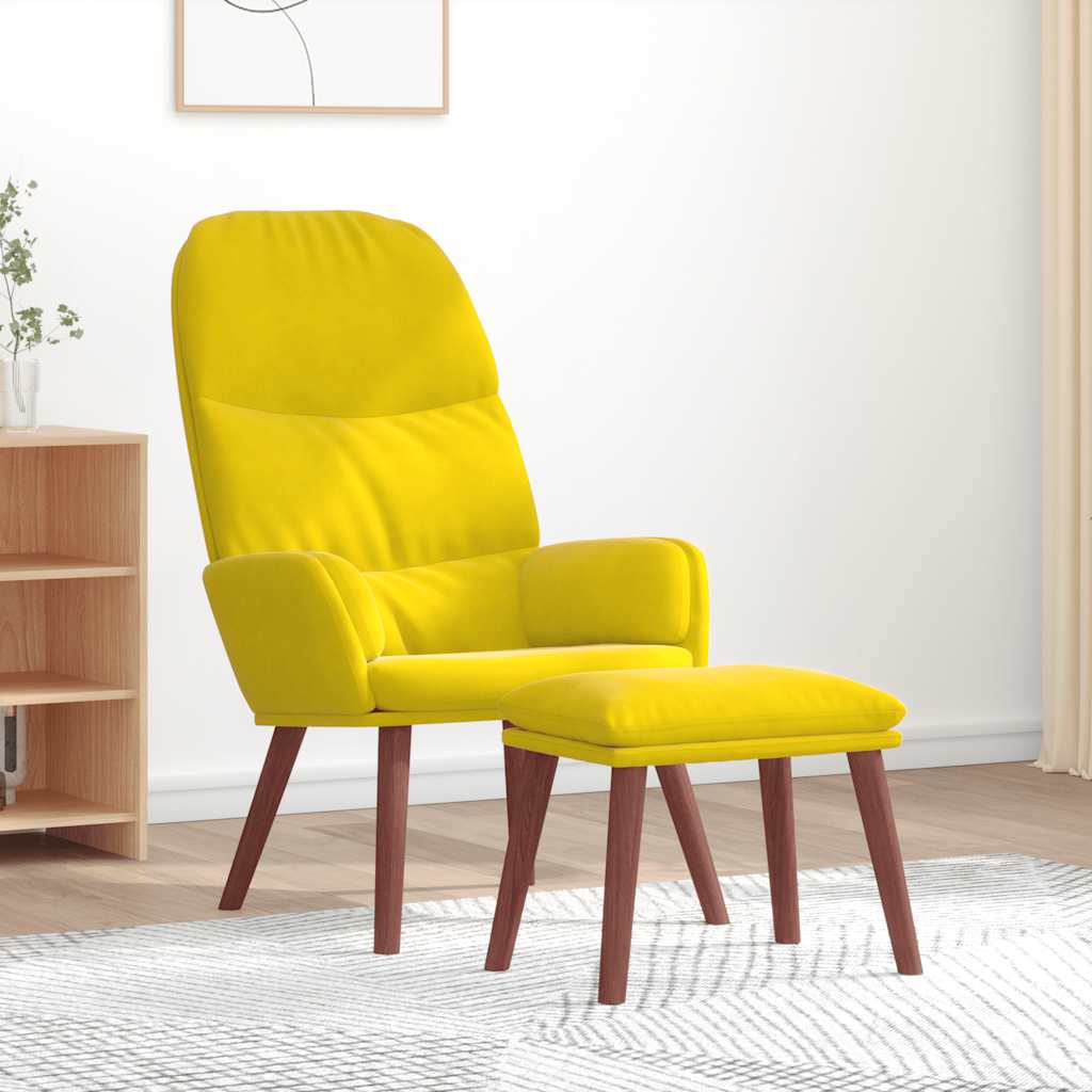 Relaxsessel mit Hocker Gelb Samt
