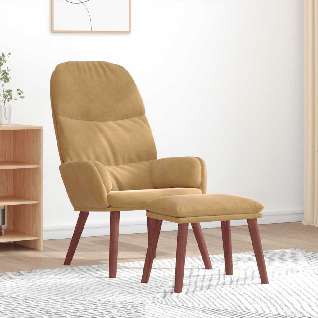 Relaxsessel mit Hocker Braun Samt