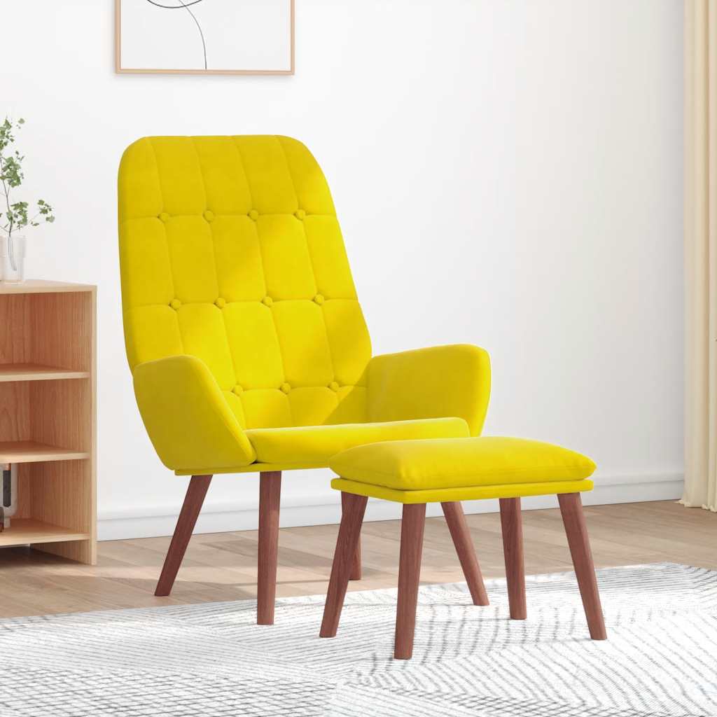 Relaxsessel mit Hocker Gelb Samt