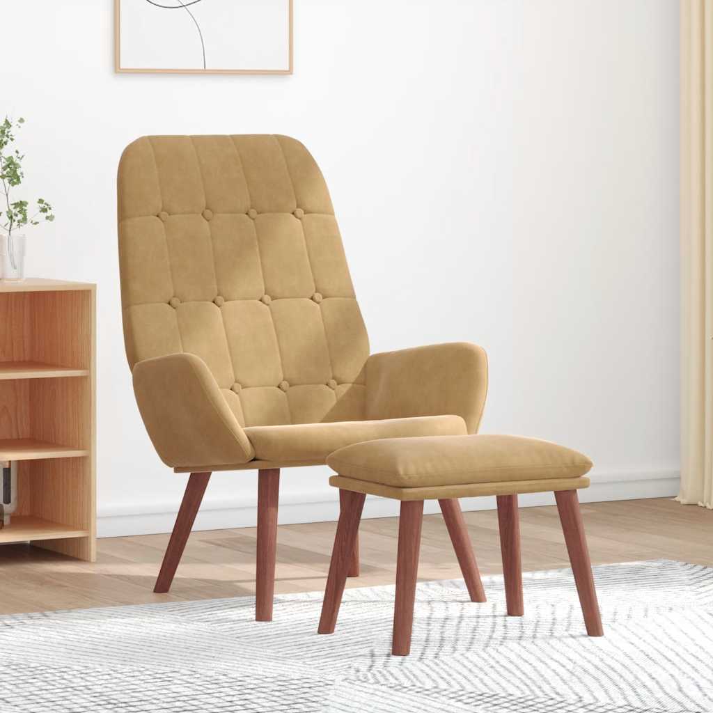 Relaxsessel mit Hocker Braun Samt