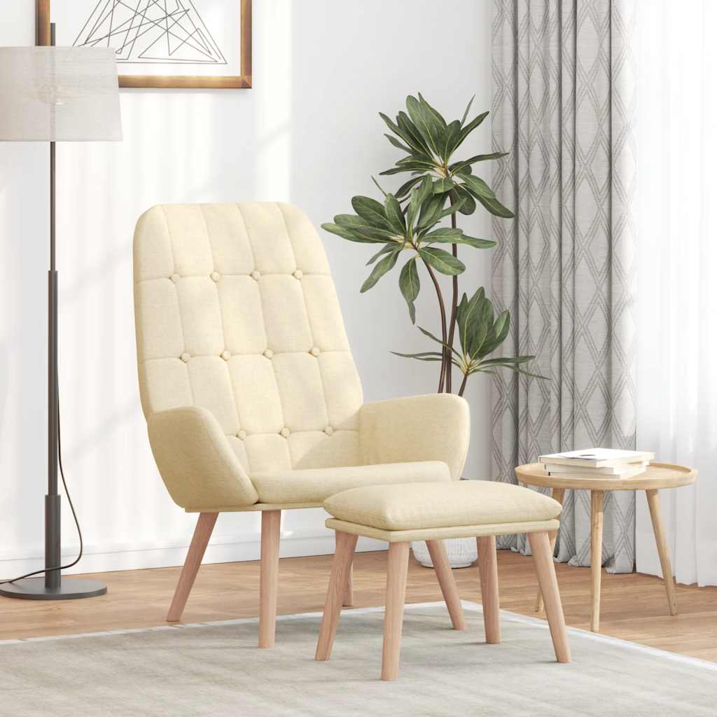 Relaxsessel mit Hocker Creme Stoff