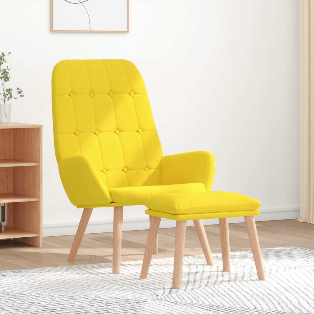 Relaxsessel mit Hocker Hellgelber Stoff