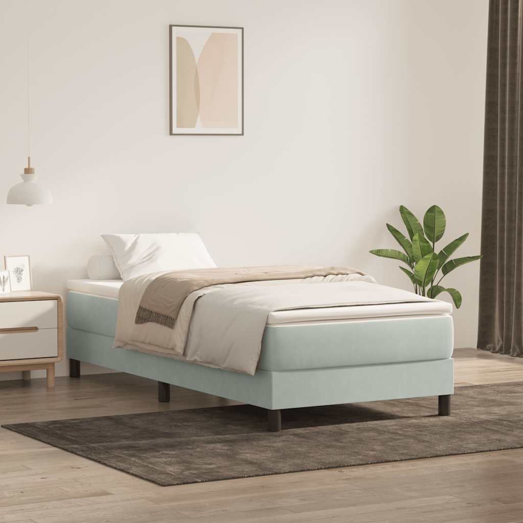 Boxspringbett ohne Matratze Hellgrau 80x220 cm Samt