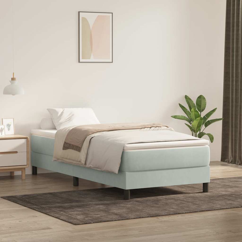 Boxspringbett ohne Matratze Hellgrau 90x220 cm Samt