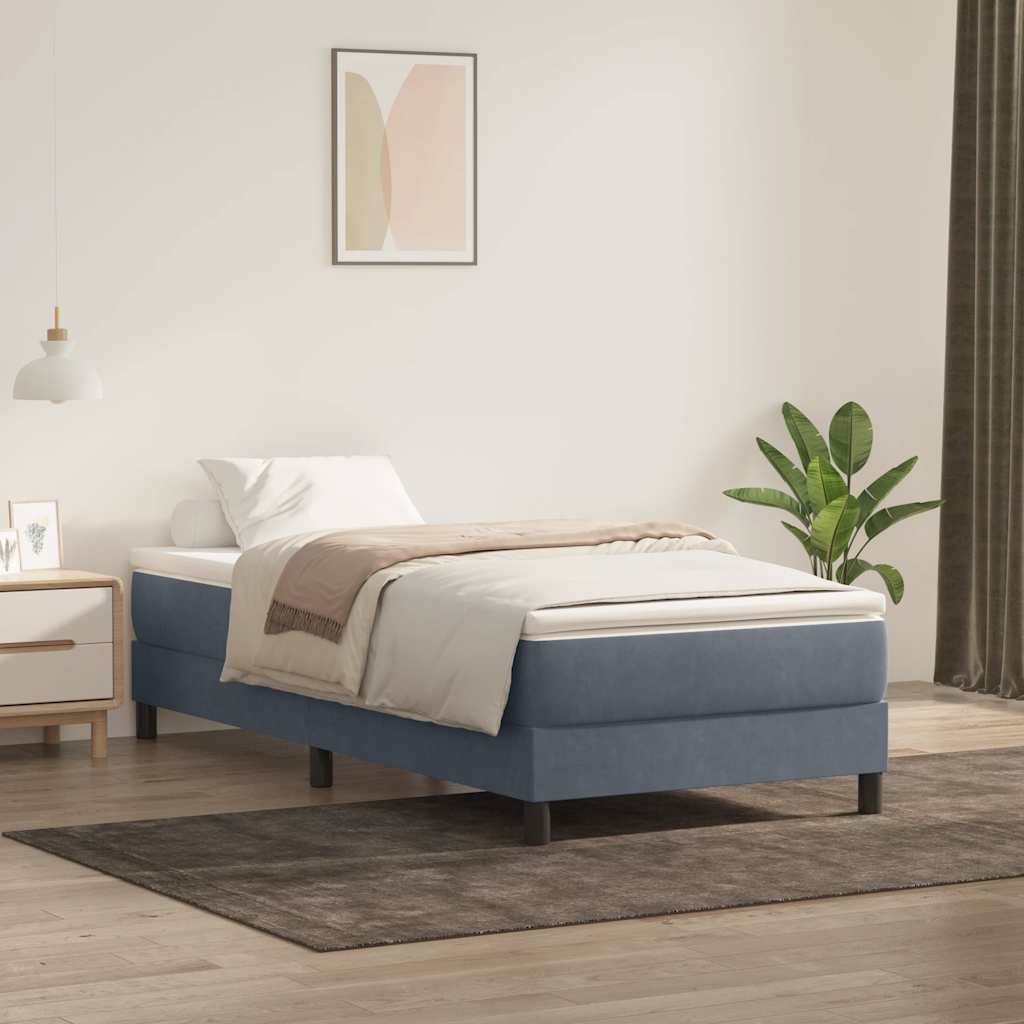 Boxspringbett ohne Matratze Dunkelgrau 90x220 cm Samt