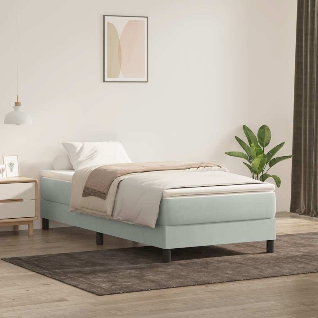 Boxspringbett ohne Matratze Hellgrau 100x220 cm Samt