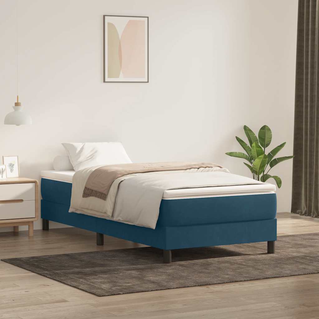 Boxspringbett ohne Matratze Dunkelblau 100x220 cm Samt