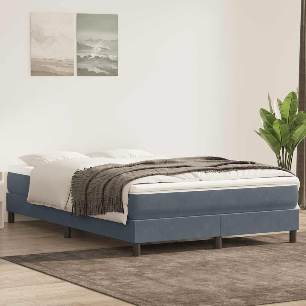 Boxspringbett ohne Matratze Dunkelgrau 140x220 cm Samt