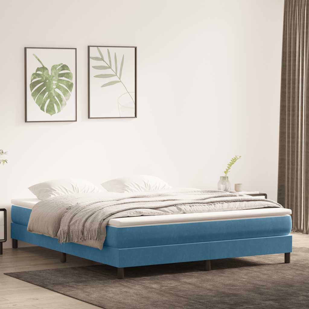 Boxspringbett ohne Matratze Dunkelblau 180x220 cm Samt