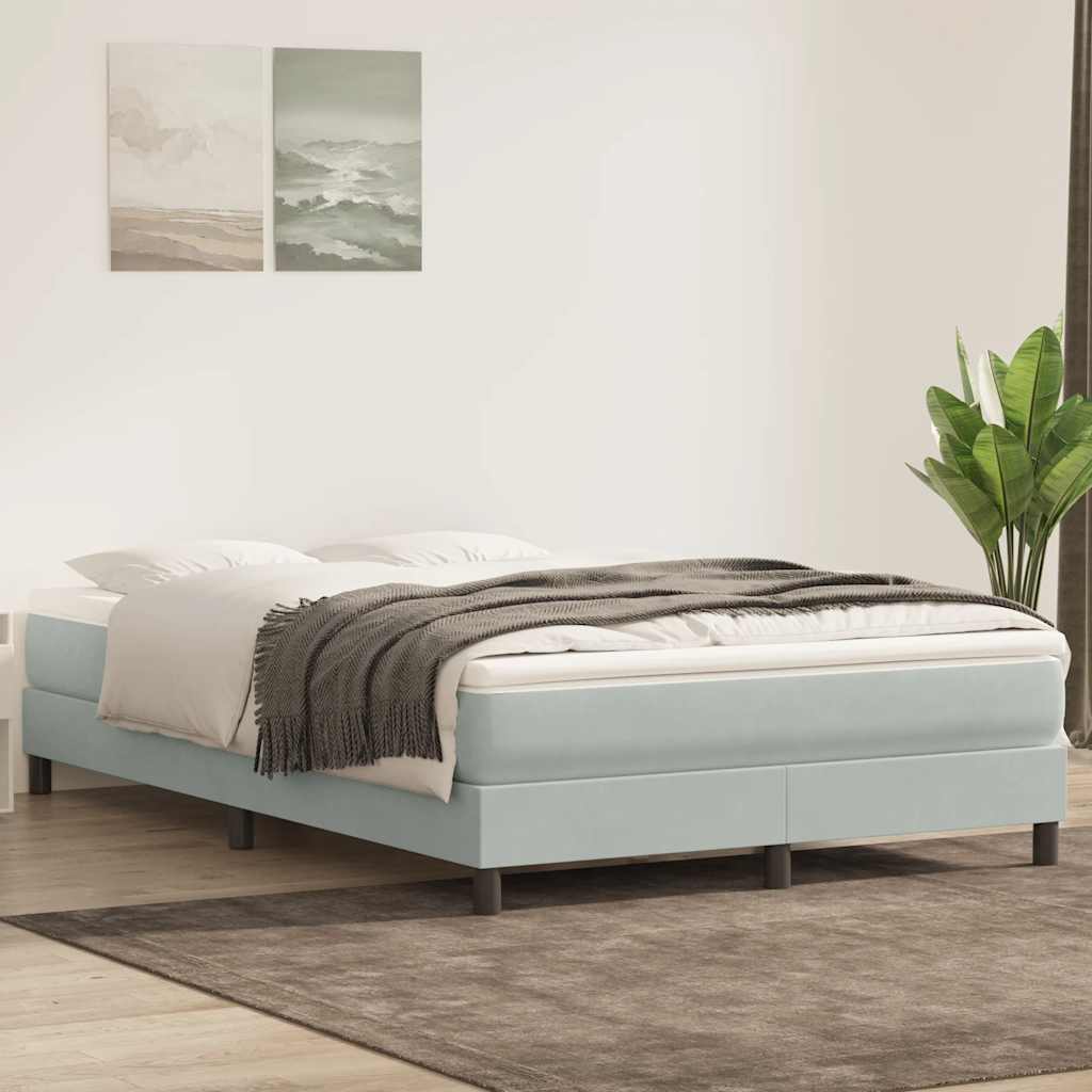 Boxspringbett mit Matratze Hellgrau 160x210 cm Samt