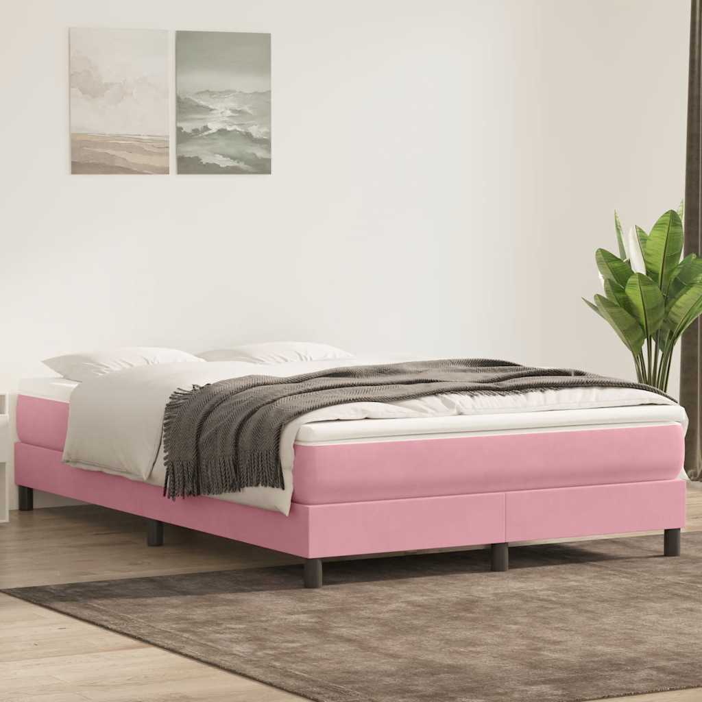 Boxspringbett mit Matratze Rosa 160x210 cm Samt