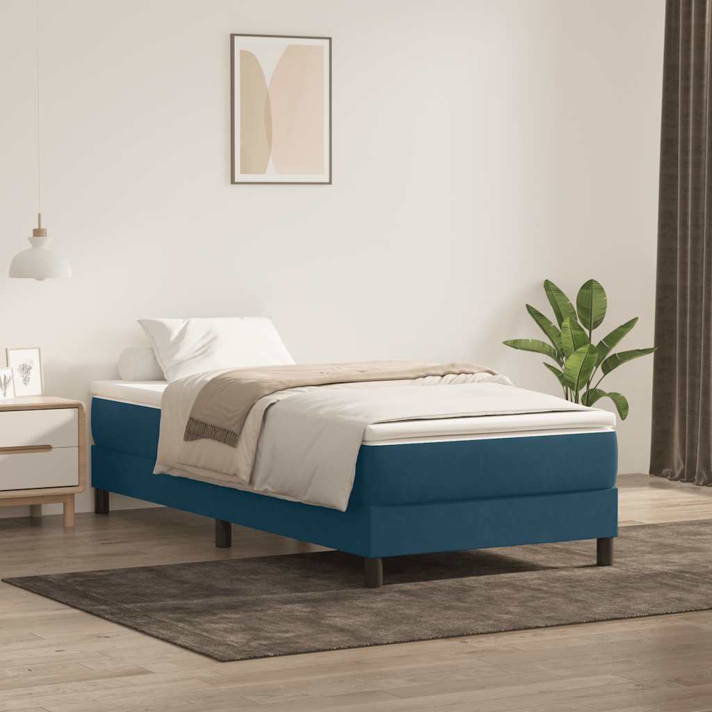 Boxspringbett mit Matratze Dunkelblau 80x220 cm Samt
