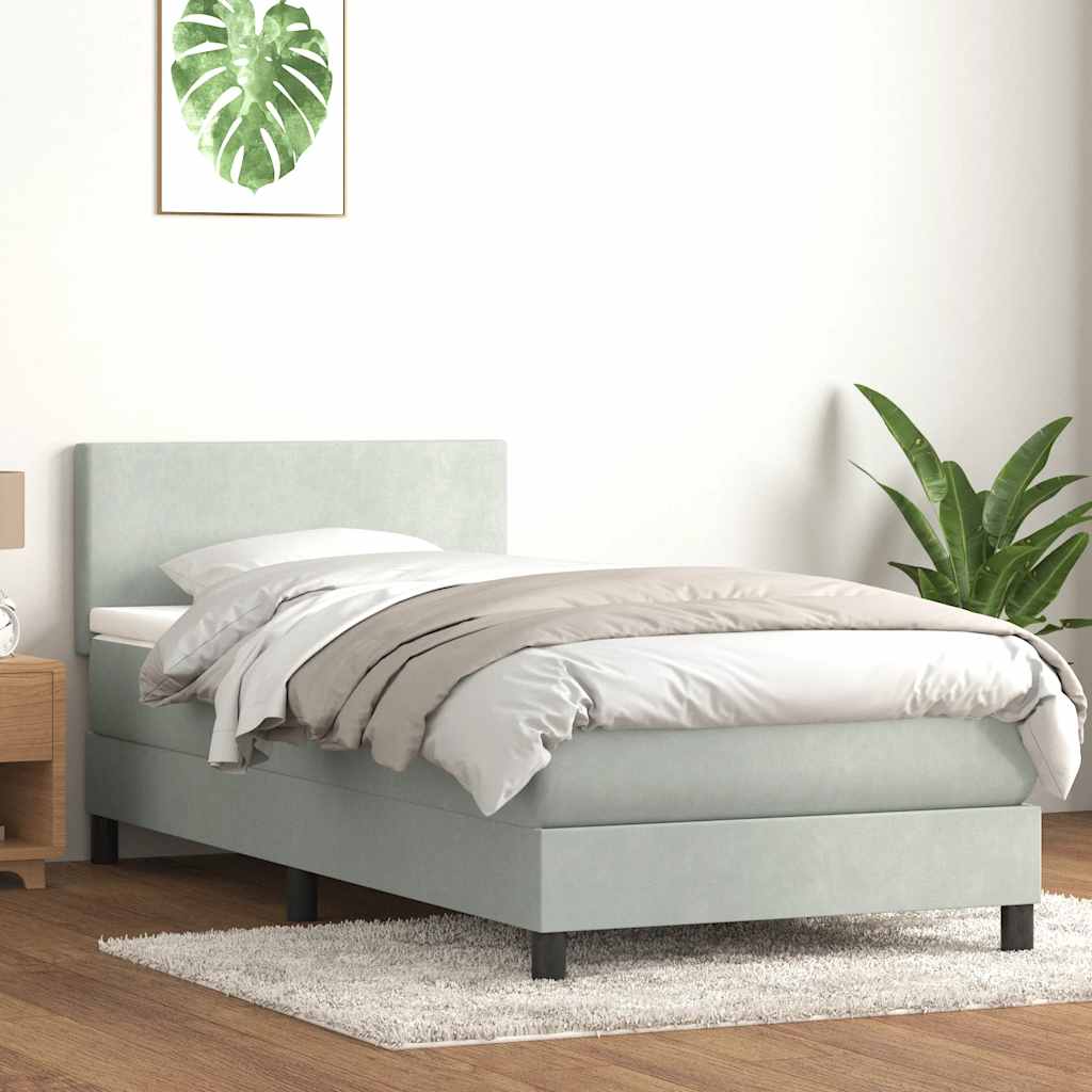 Boxspringbett mit Matratze Hellgrau 80x210 cm Samt