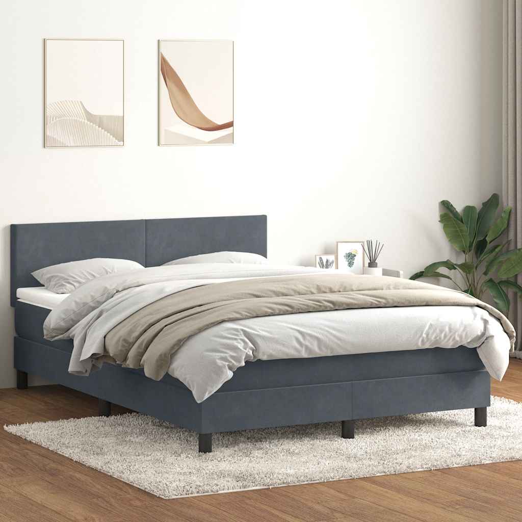 Boxspringbett mit Matratze Dunkelgrau 160x210 cm Samt
