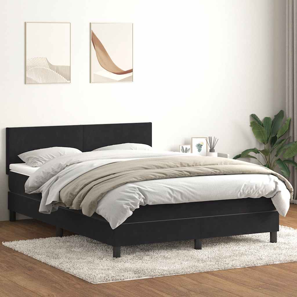 Boxspringbett mit Matratze Schwarz 160x210 cm Samt