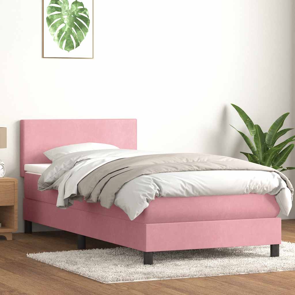 Boxspringbett mit Matratze Rosa 80x220 cm Samt