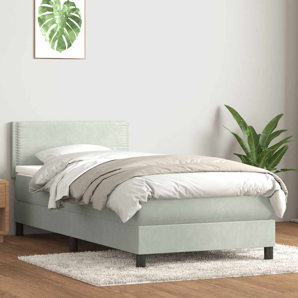 Boxspringbett mit Matratze Hellgrau 80x210 cm Samt