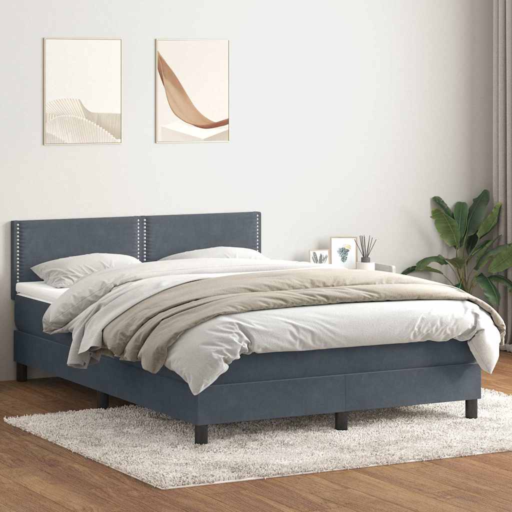 Boxspringbett mit Matratze Dunkelgrau 160x210 cm Samt