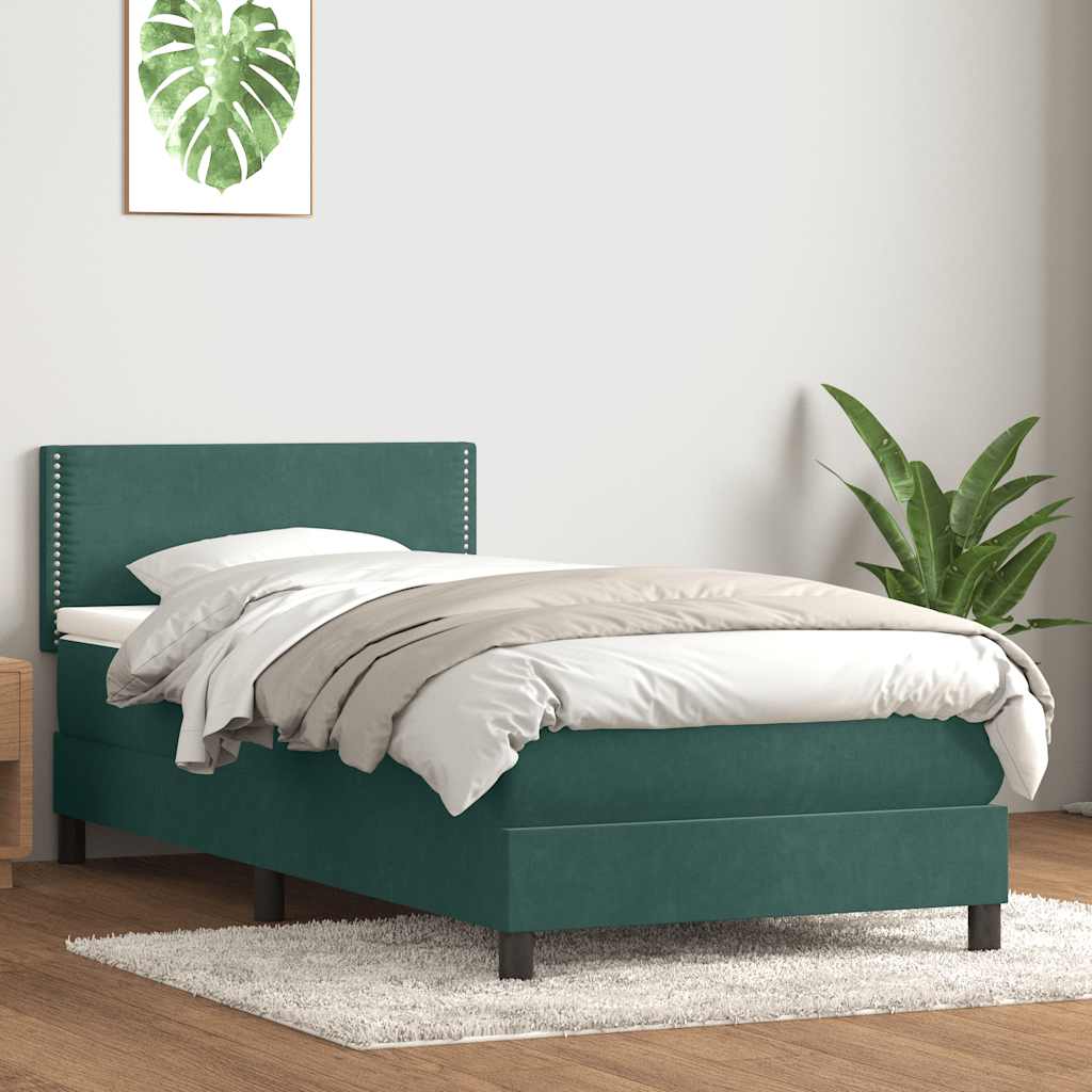 Boxspringbett mit Matratze Dunkelgrün 80x220 cm Samt