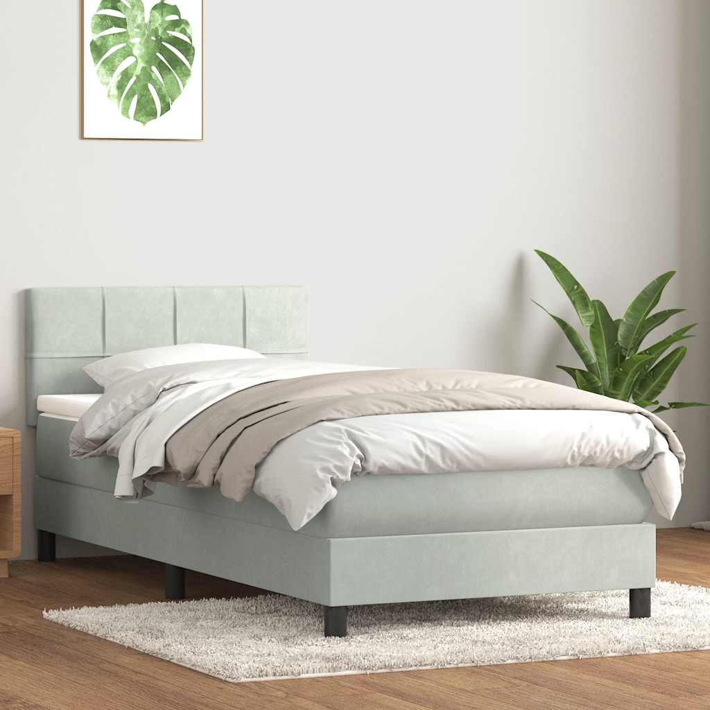 Boxspringbett mit Matratze Hellgrau 80x210 cm Samt