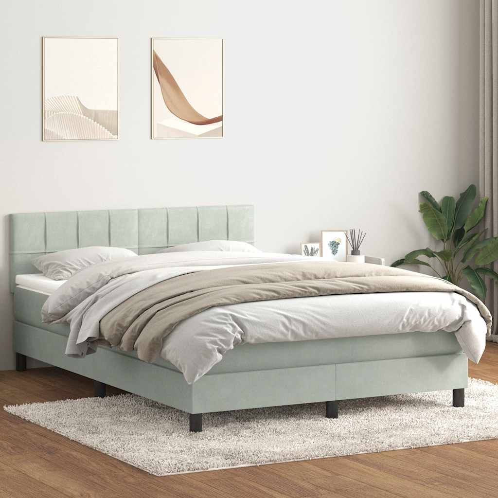 Boxspringbett mit Matratze Hellgrau 160x210 cm Samt