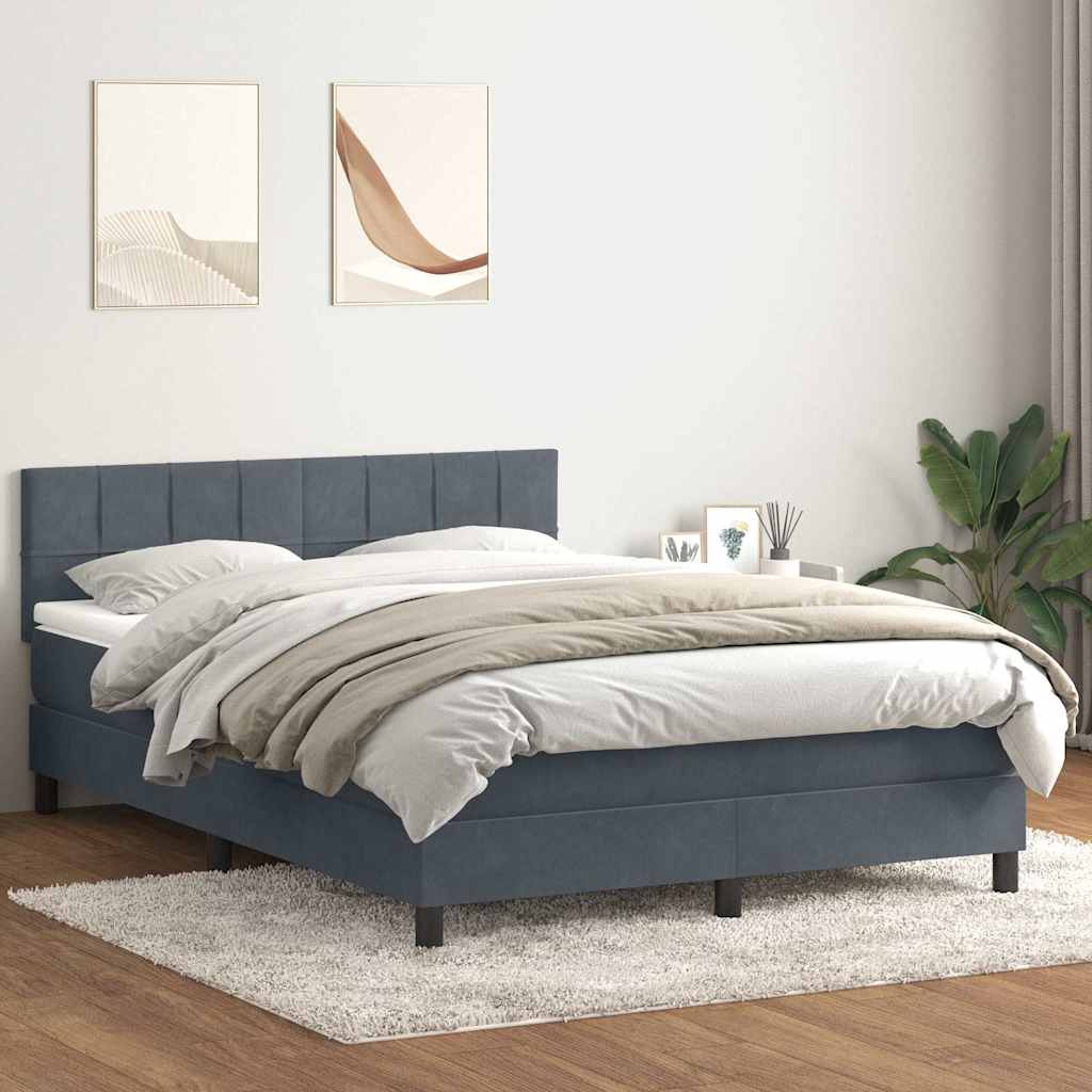 Boxspringbett mit Matratze Dunkelgrau 160x210 cm Samt