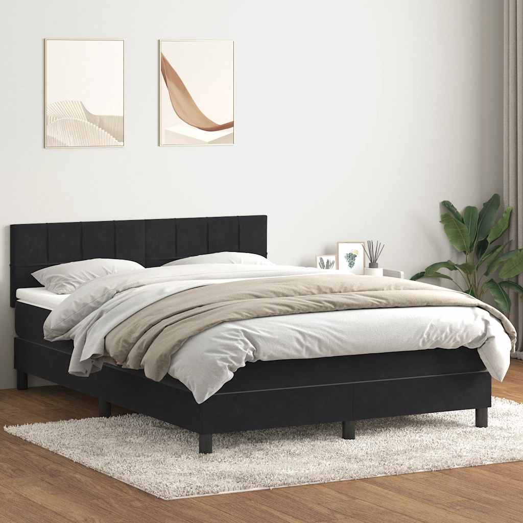 Boxspringbett mit Matratze Schwarz 160x210 cm Samt