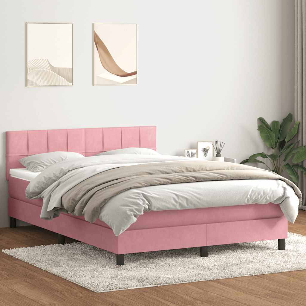 Boxspringbett mit Matratze Rosa 140x220 cm Samt