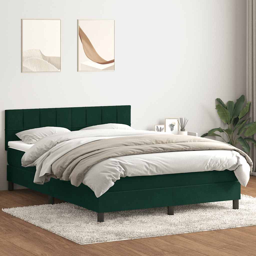 Boxspringbett mit Matratze Dunkelgrün 160x220 cm Samt