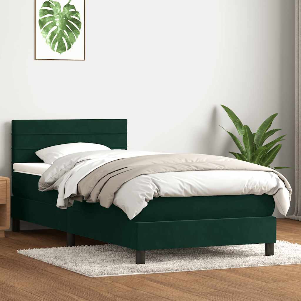 Boxspringbett mit Matratze Dunkelgrün 80x220 cm Samt