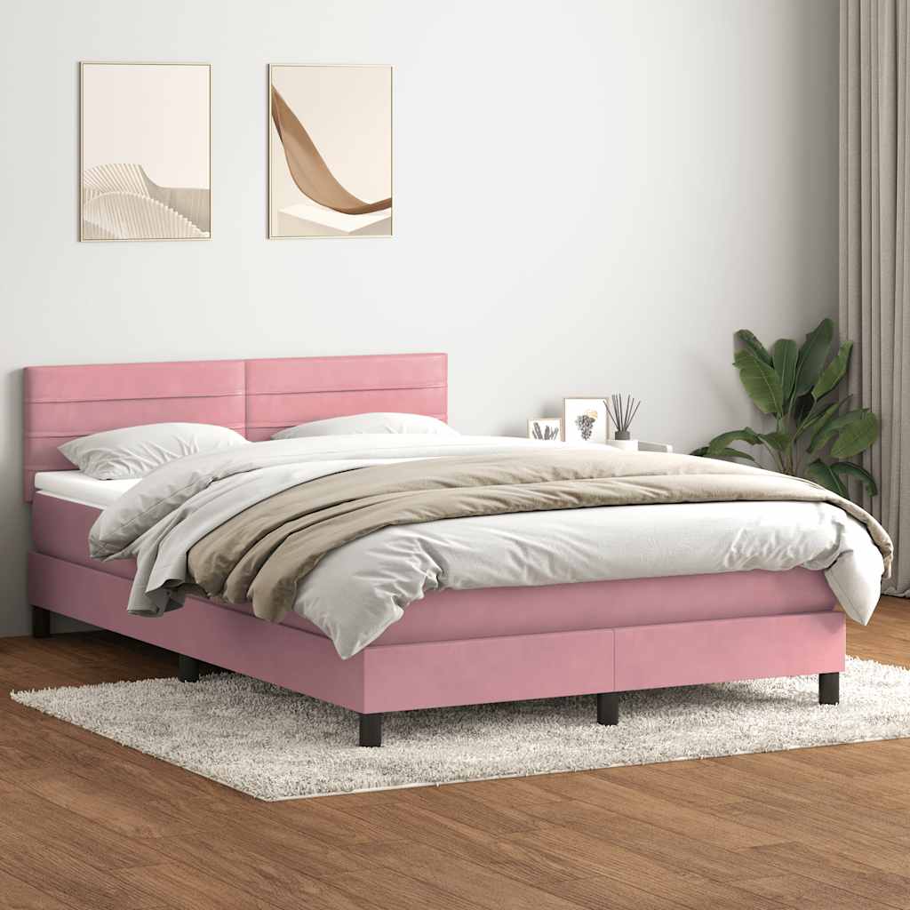 Boxspringbett mit Matratze Rosa 140x220 cm Samt