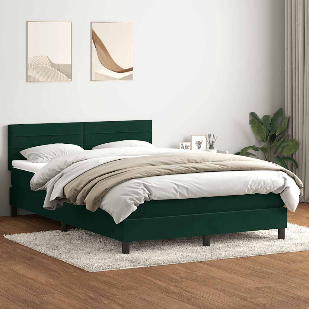 Boxspringbett mit Matratze Dunkelgrün 160x220 cm Samt