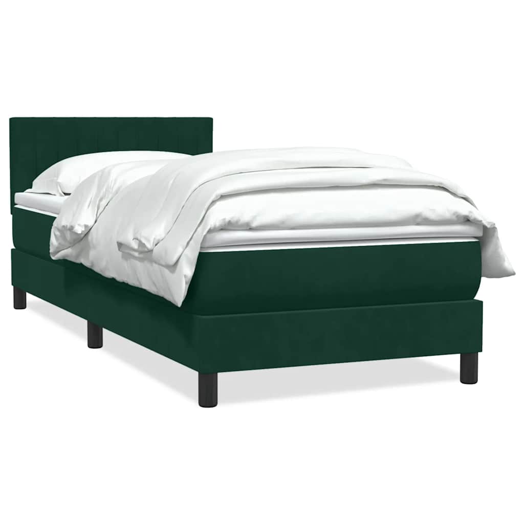 Boxspringbett mit Matratze Dunkelgrün 80x220 cm Samt