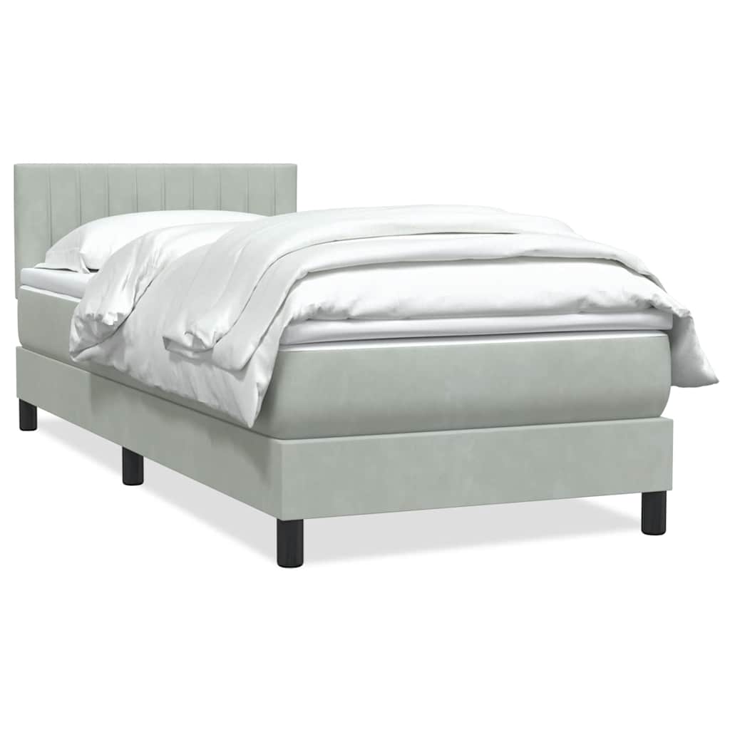 Boxspringbett mit Matratze Hellgrau 90x220 cm Samt