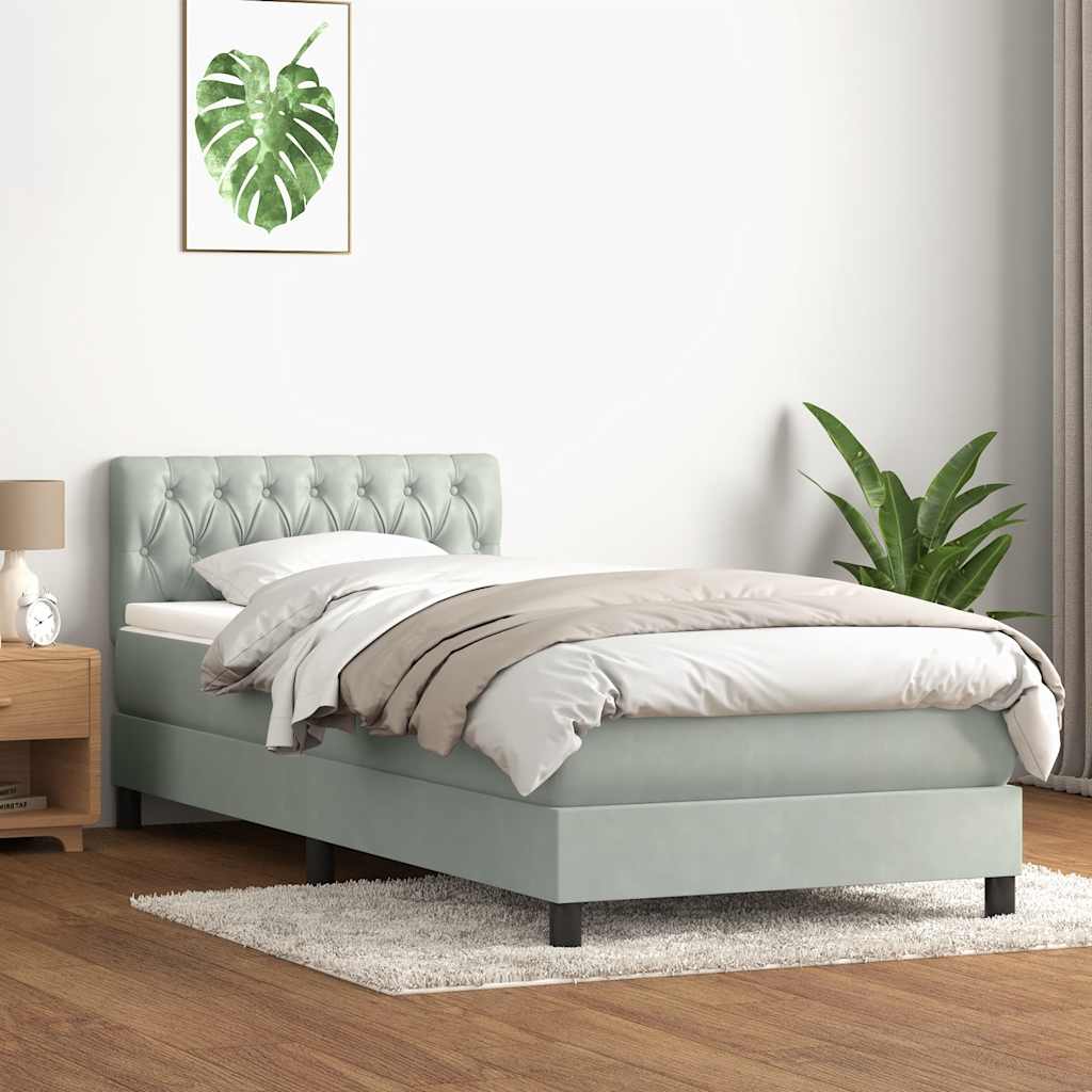 Boxspringbett mit Matratze Hellgrau 80x210 cm Samt