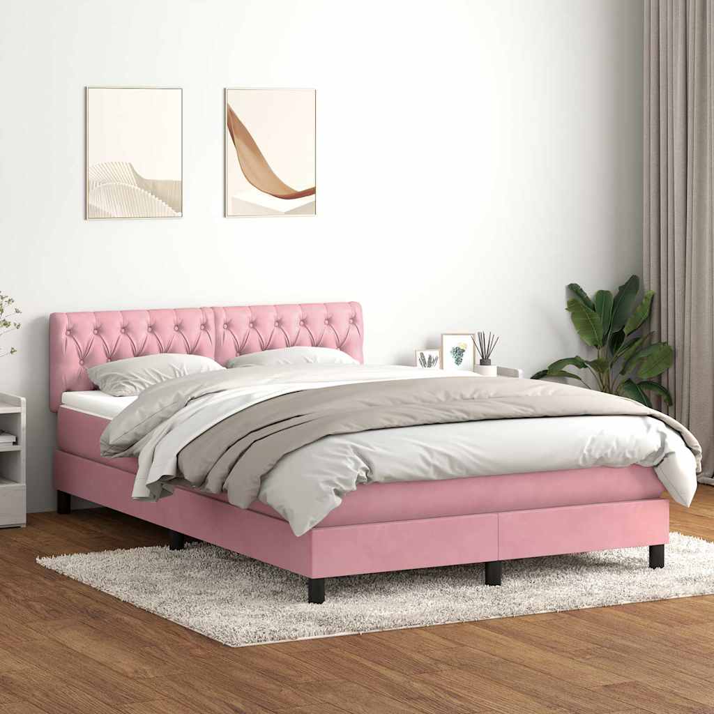 Boxspringbett mit Matratze Rosa 140x210 cm Samt