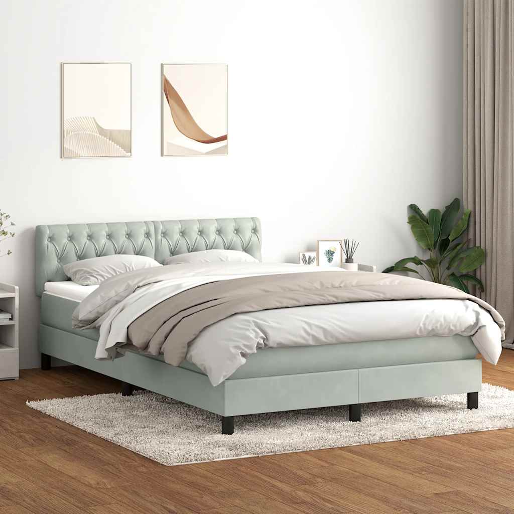 Boxspringbett mit Matratze Hellgrau 160x210 cm Samt