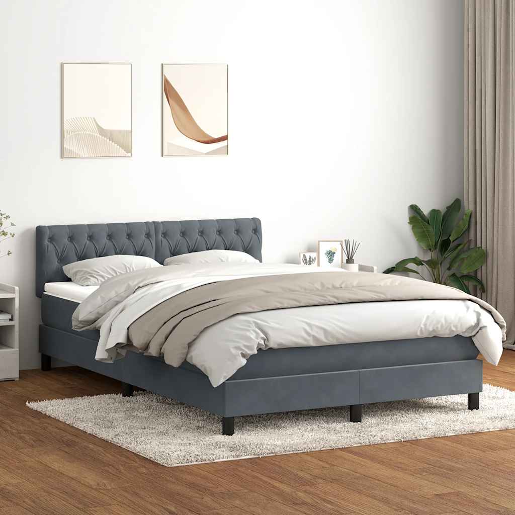 Boxspringbett mit Matratze Dunkelgrau 160x210 cm Samt