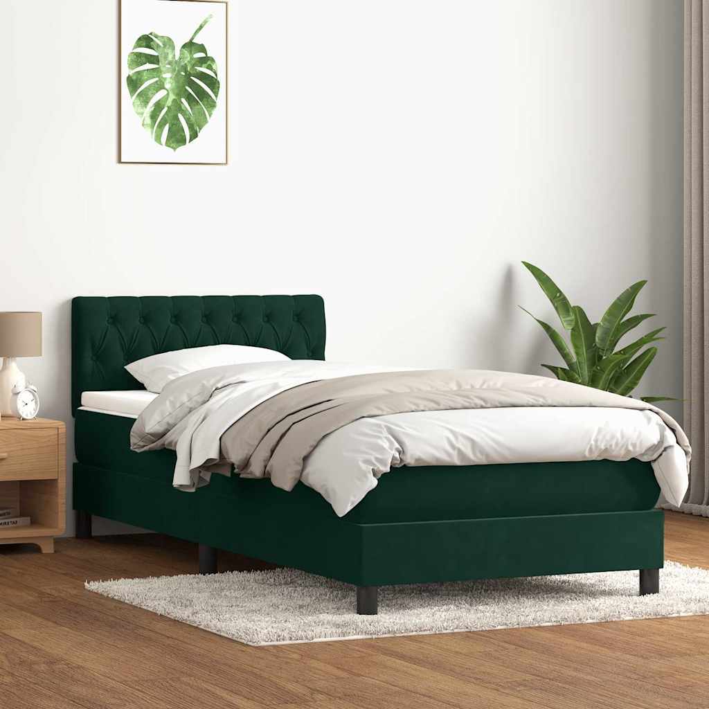 Boxspringbett mit Matratze Dunkelgrün 80x220 cm Samt