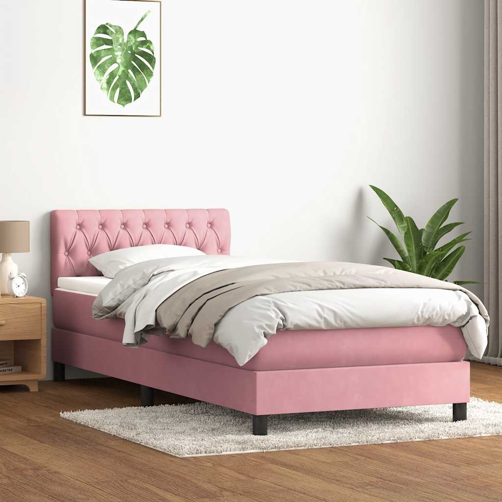 Boxspringbett mit Matratze Rosa 80x220 cm Samt