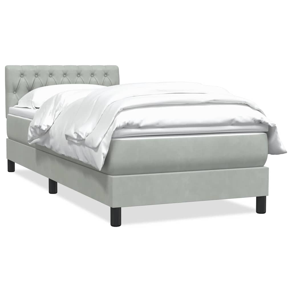 Boxspringbett mit Matratze Hellgrau 90x220 cm Samt