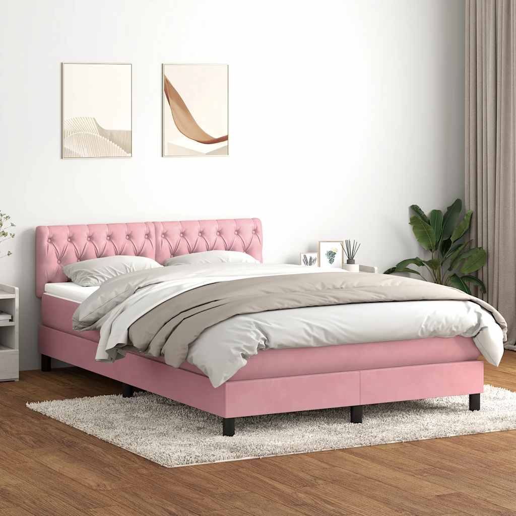 Boxspringbett mit Matratze Rosa 140x220 cm Samt