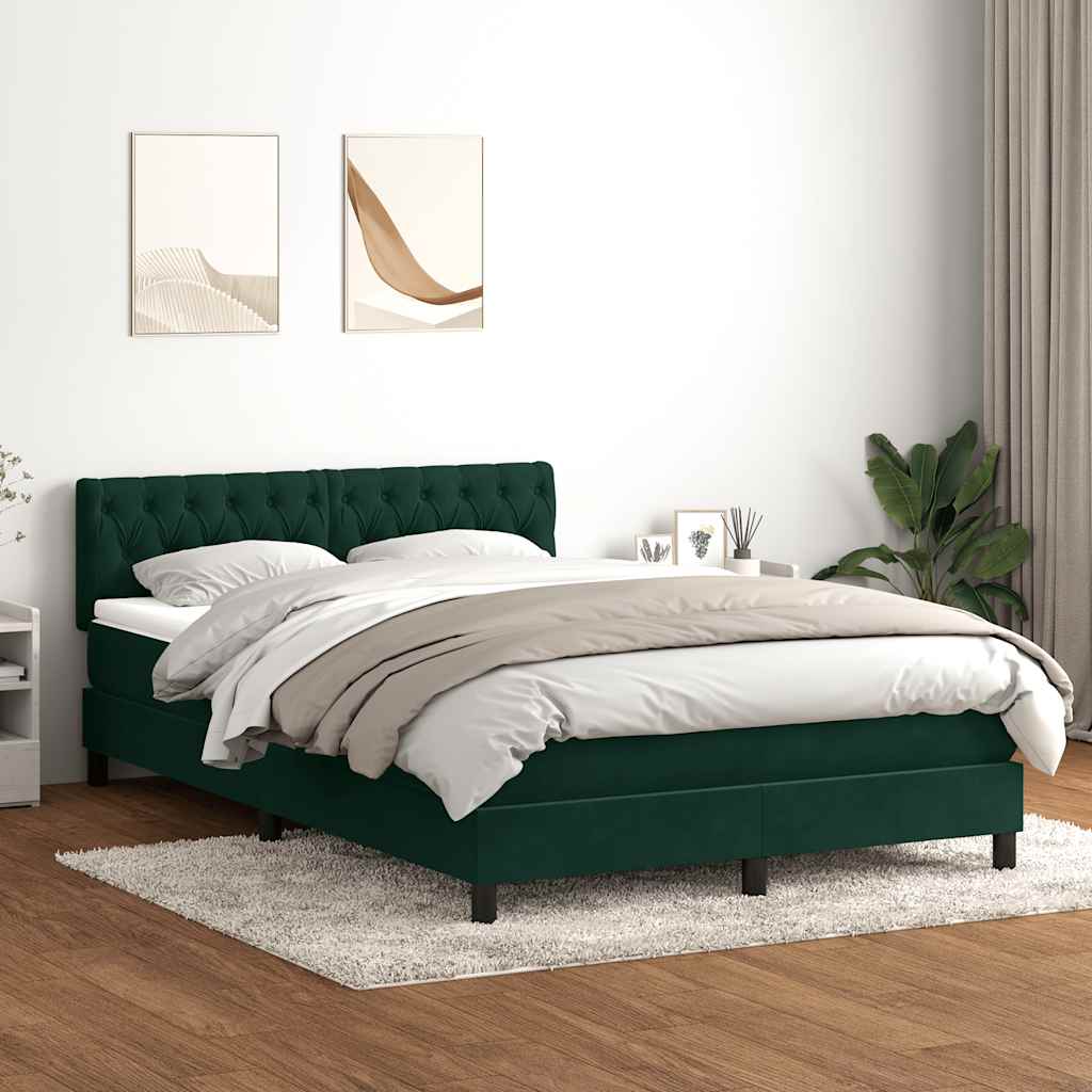 Boxspringbett mit Matratze Dunkelgrün 160x220 cm Samt