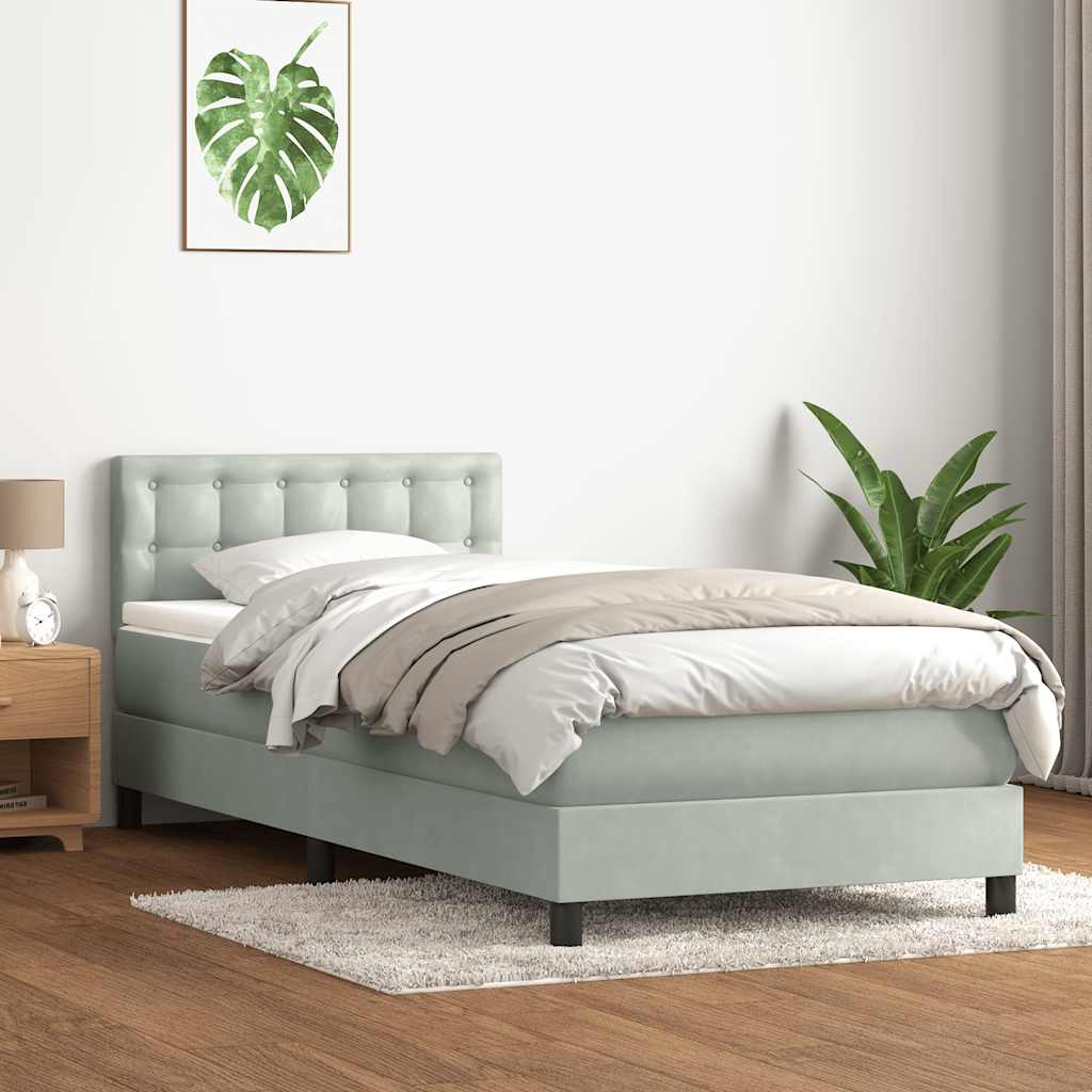 Boxspringbett mit Matratze Hellgrau 80x210 cm Samt