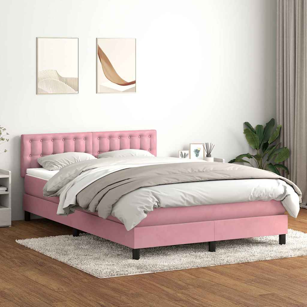 Boxspringbett mit Matratze Rosa 140x210 cm Samt