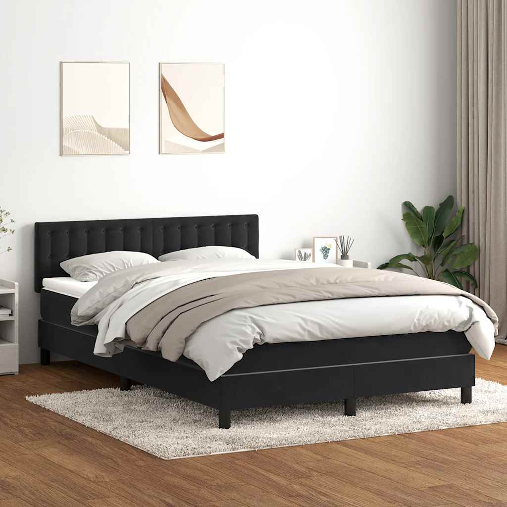 Boxspringbett mit Matratze Schwarz 160x210 cm Samt