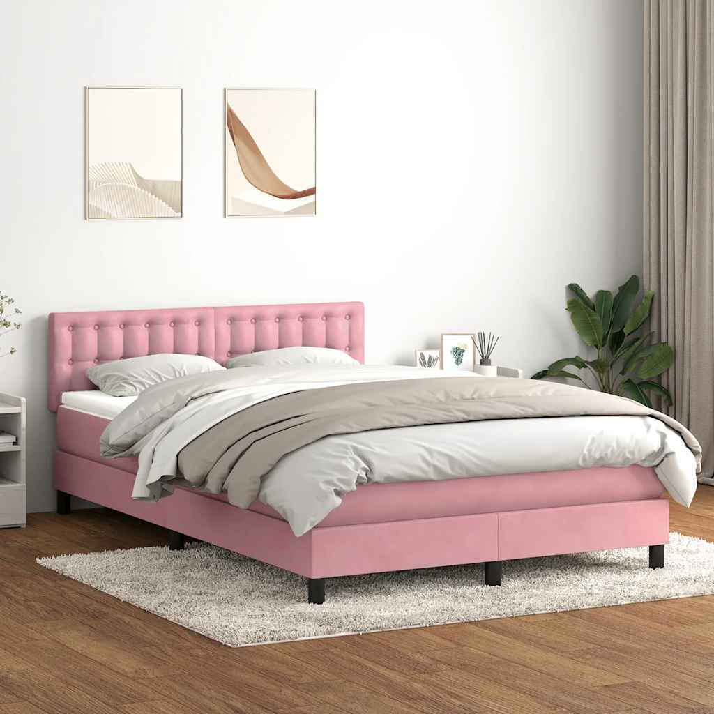 Boxspringbett mit Matratze Rosa 160x210 cm Samt