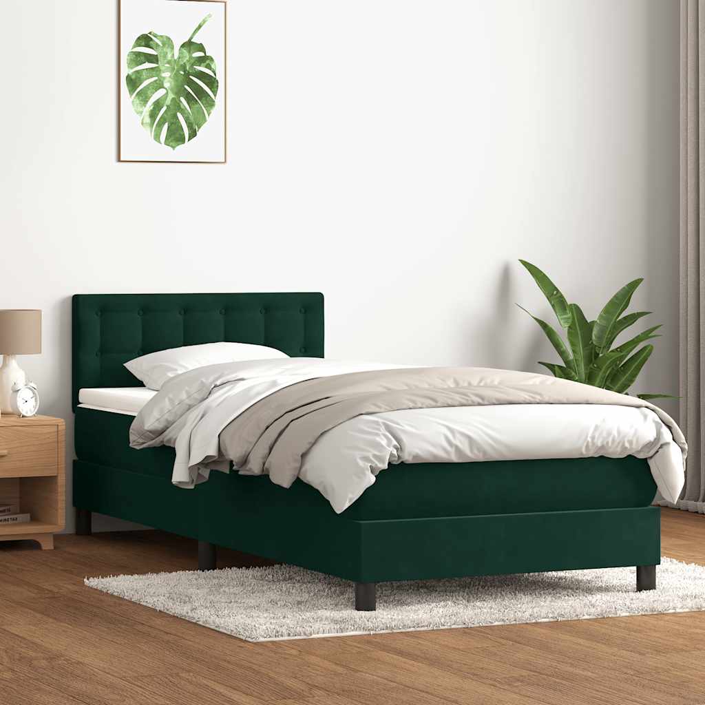 Boxspringbett mit Matratze Dunkelgrün 80x220 cm Samt